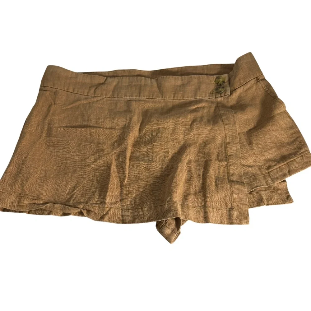 Free People Johanna NWT Brpown Sugar Linen Skort‎ Sz 10